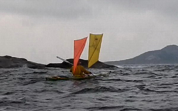 Sails For Sea Kayaks, Shower Curtain Kayak Sail